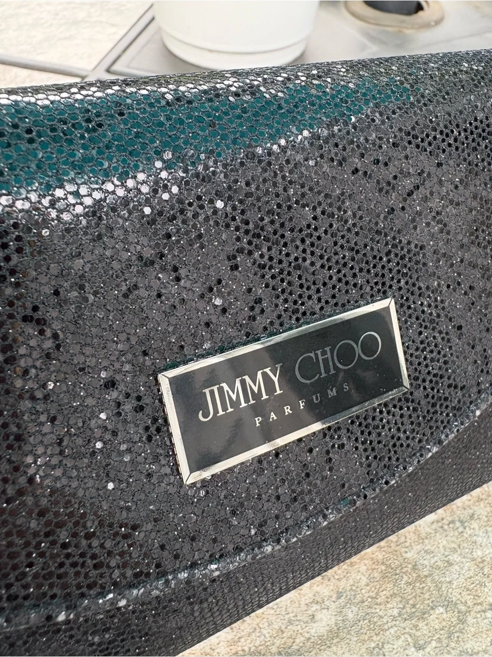 Jimmy Choo Black Sparkle Flap Clutch